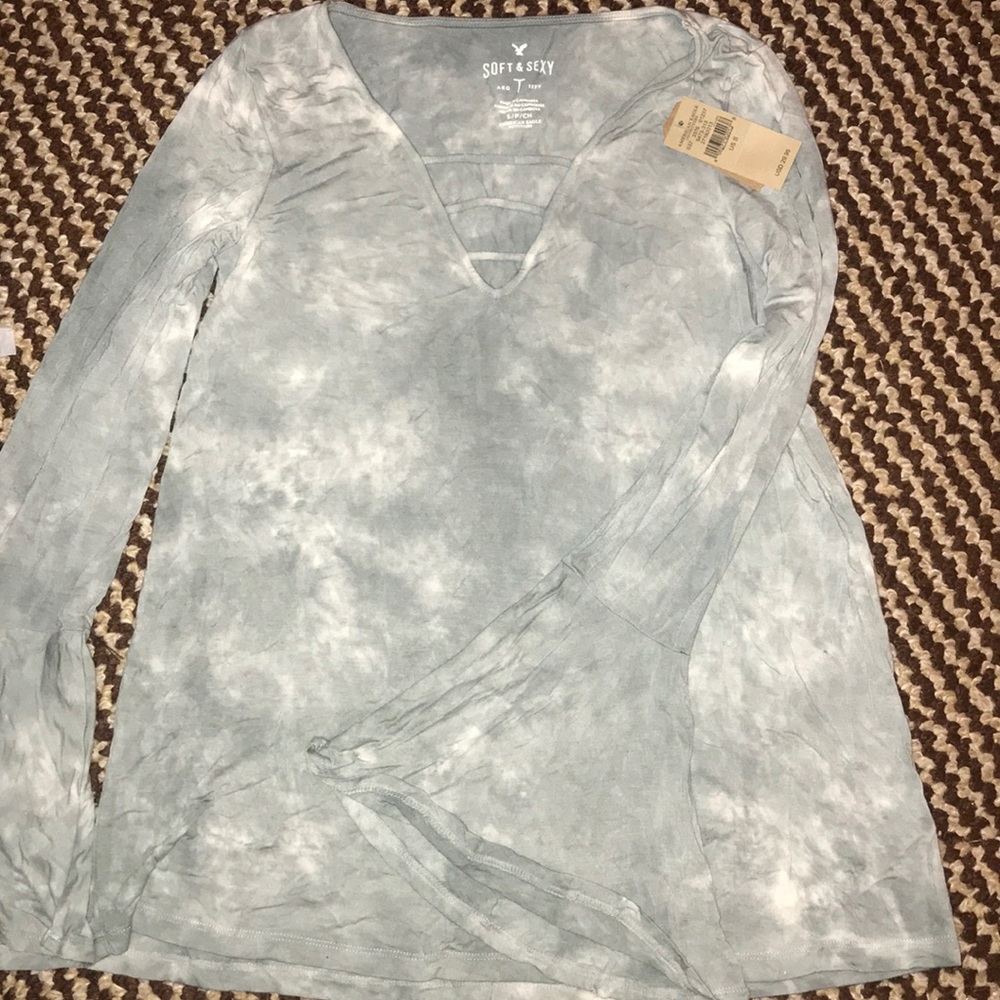 Light green and white long sleeve